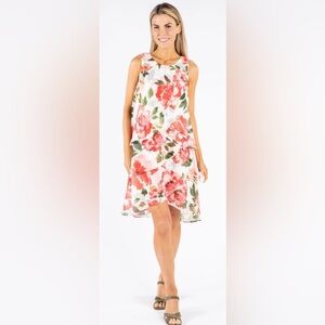 SLNY Sleeveless Tiered Floral Dress Chiffon Size 8 NWT